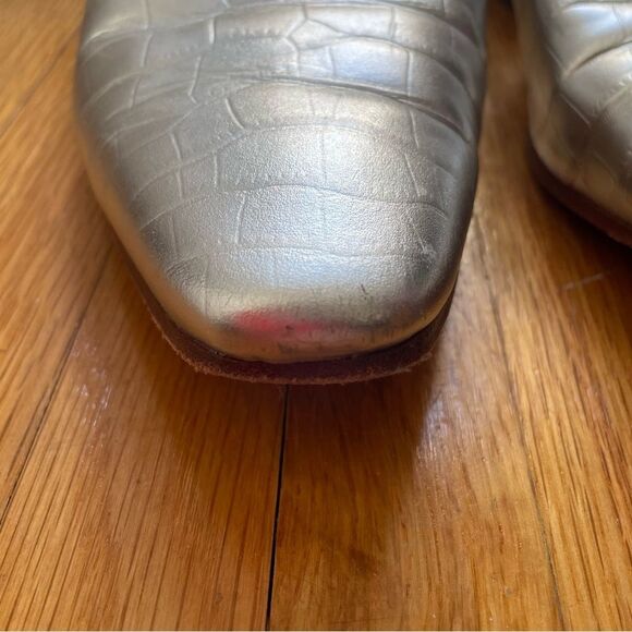 Via Spiga Women’s Allese Alligator Embossed d’Orsay Loafer Flats Silver Size 8 - Picture 8 of 16